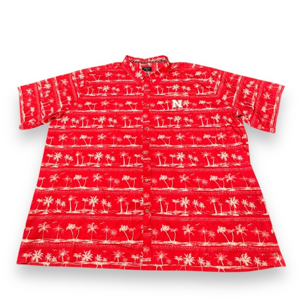 Chiliwear Nebraska Husker Red Hawaiian Button Up Shirt Cornhusker Men’s Size 5XT